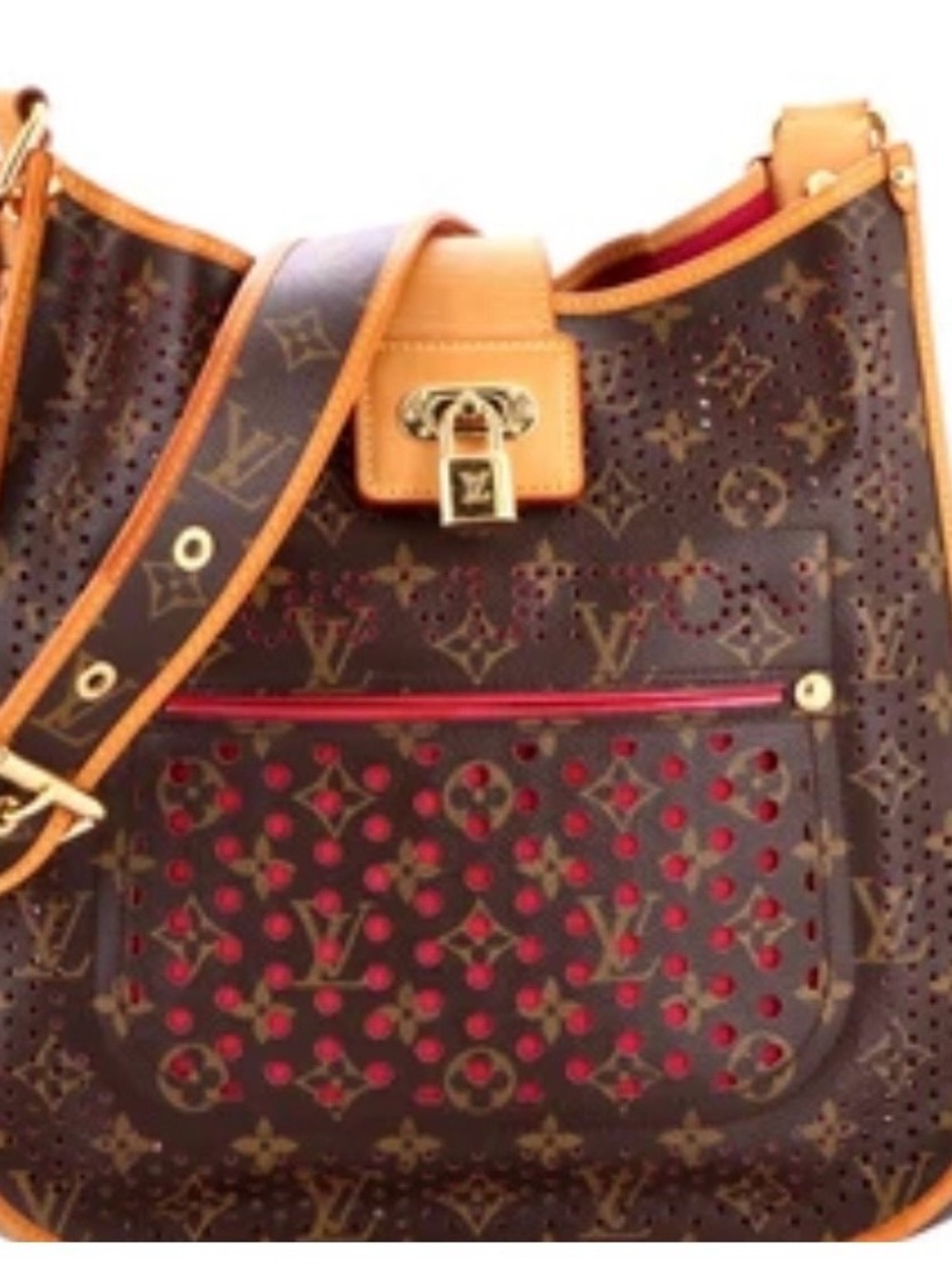 Louis Vuitton Monogram Perforated Shoulder Bag with Red Interior - Picture 2 of 3